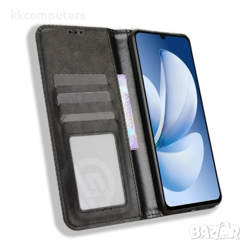 Кожен калъф с портфейл за Realme Note 70T / Realme C71| Ретро дизайн с магнит | Включен Протектор | , снимка 5 - Калъфи, кейсове - 52121130