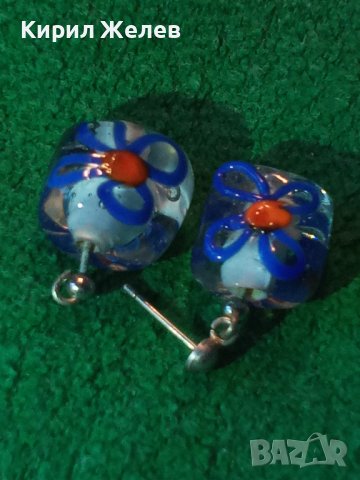 СТАРИ СРЕБЪРНИ ФЕШЪН АРТ ОБЕЦИ от ЦВЕТНО ВЕНЕЦИАНСКО СТЪКЛО МУРАНО РЪЧНА ИЗРАБОТКА 32652, снимка 11 - Обеци - 38351897