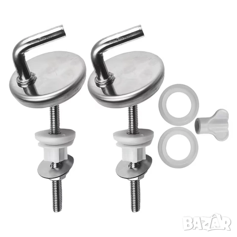 Комплект Метални Панти за Тоалетна Чиния от Неръждаема Стомана – Пълен Монтажен Комплект, снимка 4 - Други стоки за дома - 53641952