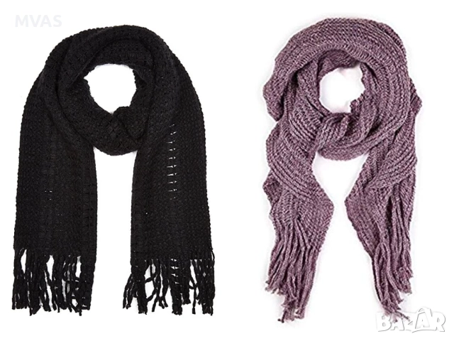 Нов  - 40% дамски плетен шал Marks & Spencer черен и розов 