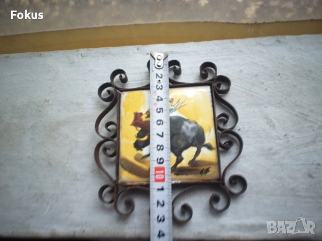 Порцелан в метална рамка с подпис, снимка 5 - Антикварни и старинни предмети - 53451933