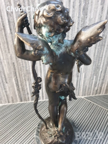 40см-3кг Moreau статуетка/стара френска бронзова скулптура/фигура на ангел-купидон, снимка 4 - Статуетки - 52967586