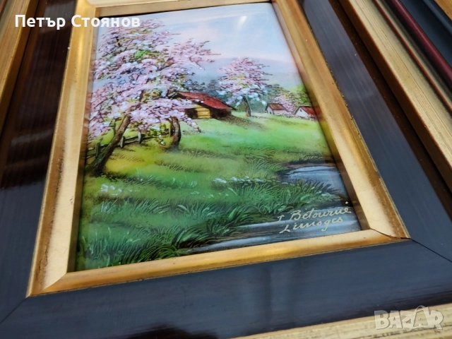 Комплект от три френски миниатюри LIMOGES, снимка 8 - Картини - 52072673