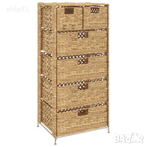 vidaXL Скрин с 6 чекмеджета-кошници, 47x37x100 см, воден хиацинт(SKU: 245493)