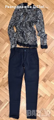 лот черен слим панталон и блузка , снимка 2 - Панталони - 48091363