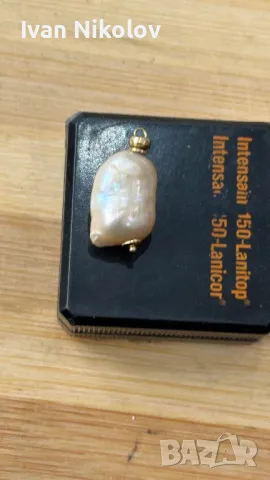 Огромна естествена перла, злато 18к, снимка 3 - Колиета, медальони, синджири - 48456689