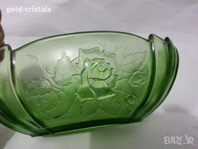 Стара стъклена купа фруктиера цветно стъкло, снимка 3 - Антикварни и старинни предмети - 36017257