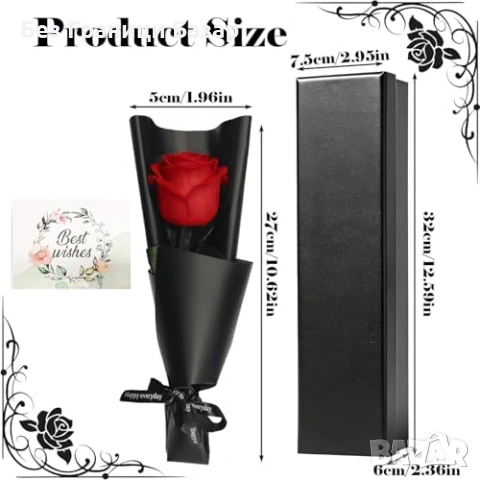 Нова Вечна истинска червена роза 3-5 години без поддръжка подарък жена, снимка 2 - Други - 53666866