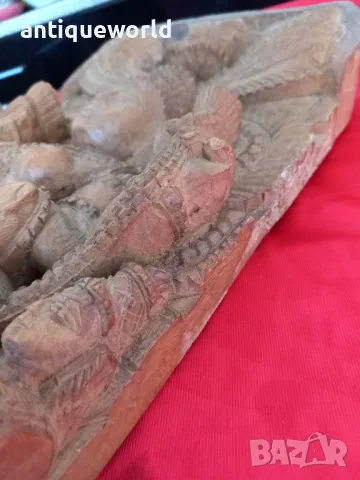 Стара Азиатска Дърворезба, Пано ,Будизъм, Богиня,Буда, снимка 7 - Антикварни и старинни предмети - 49219406