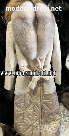 Дамско луксозно палто кашмир вълна и лисица код 199, снимка 1 - Палта, манта - 39379293