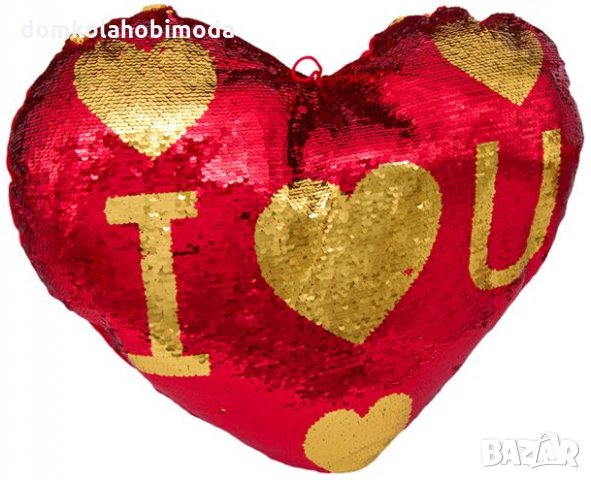 Плюшено сърце с пайети, 51х44х12 см, снимка 2 - Романтични подаръци - 35667169