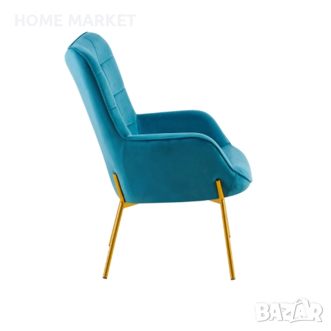 Фотьойл EDO синьо/златно   Материал - дамаска/метал   Цвят - синьо/златно   Височина (см) - 98   , снимка 4 - Дивани и мека мебел - 52617974