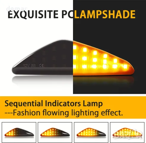 Asasytal LED динамичен мигач, Canbus CE E9 Съвместим с BMW X3 F25 X5 E70 X6 E71/E72 63137171008,2 бр, снимка 2 - Части - 47523393