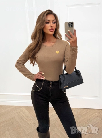 Дамска тениска с дълги ръкави и декоративен принт Burnice, 5цвята , снимка 6 - Тениски - 51792409