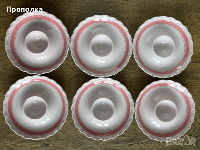 Коктиери за яйца Hutschenreuther от истински розов порцелан - 6бр. , снимка 3 - Други - 53630225