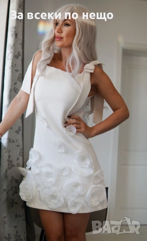 Дамска Бяла Къса Кукленска Рокля Код S127