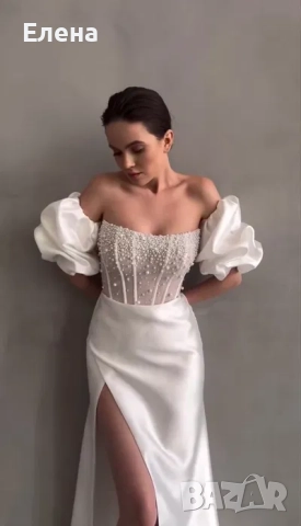 Сватбена рокля + дълъг воал подарък, снимка 3 - Сватбени рокли - 52230092