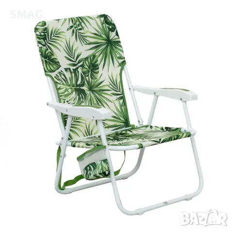 Плажен стол зелени тропически листа с дръжки & случай 55x58x74cm S_1234799