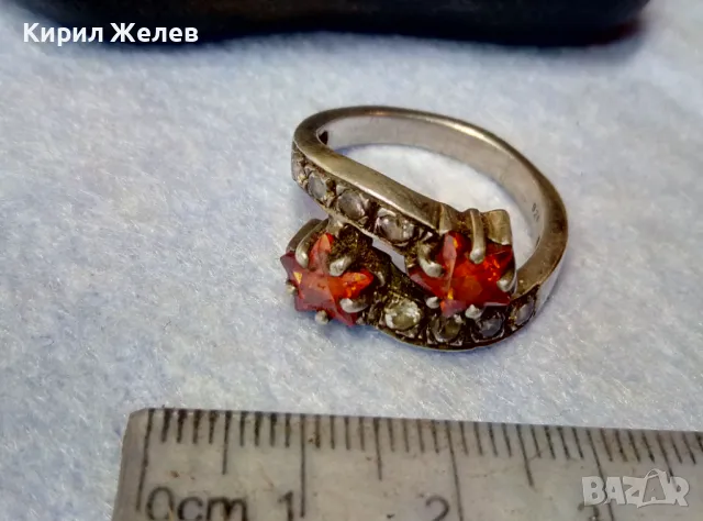 ШАРМАНТЕН СКЪПОЦЕНЕН СРЕБЪРЕН ПРЪСТЕН СРЕБРО 925 със ЗВЕЗДИЧКИ от ГРАНАТ и БЛЕСТЯЩИ ЦИРКОНИ 47491, снимка 10 - Пръстени - 49273093