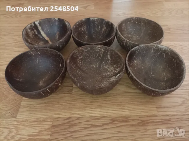 Комплект купички от кокосов орех 6 бр. + подарък, снимка 7 - Чинии - 48258802
