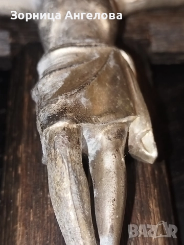 Античен посребрен  немски католически стенен кръст – Franz Fengler, Breslau (1890–1925) Размер 30/17, снимка 4 - Антикварни и старинни предмети - 52941865