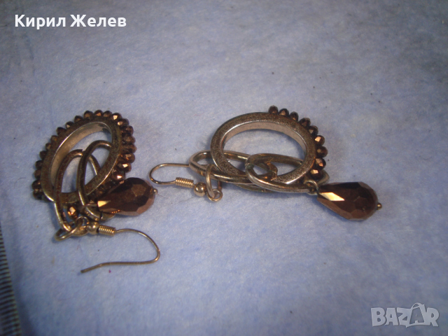 Аристократични стилни винтидж арт деко модел ЗЛАТИСТИ ОБЕЦИ 17742, снимка 4 - Обеци - 36502510