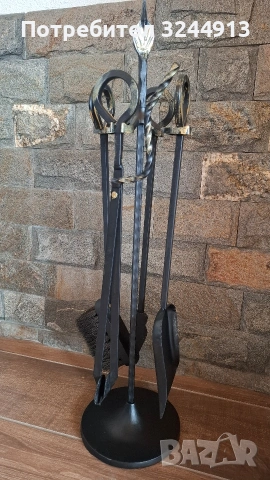 Красив комплект за камина от ковано желязо пет части, снимка 5 - Други стоки за дома - 53270841