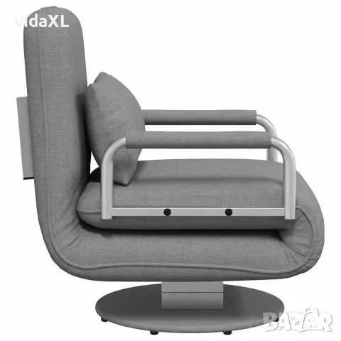 vidaXL Въртящ се разтегателен фотьойл, светлосив, текстил, снимка 6 - Дивани и мека мебел - 56146397