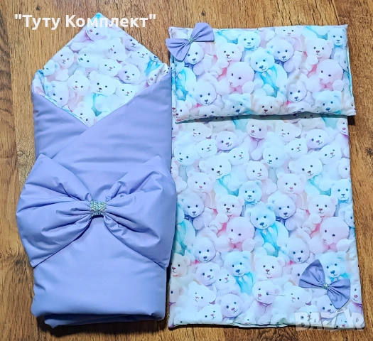 Комплект от памучно портбебе ( одеяло, чувалче),подложка с възглавница, снимка 13 - Спално бельо и завивки - 37954287