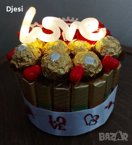 Подарък с бонбони и светещ надпис "Love", снимка 6 - Други - 53232203