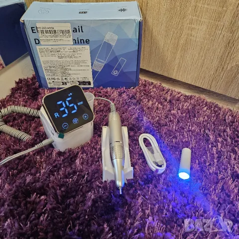  Професионална електрическа пила за маникюр, геллак, бяла, снимка 1