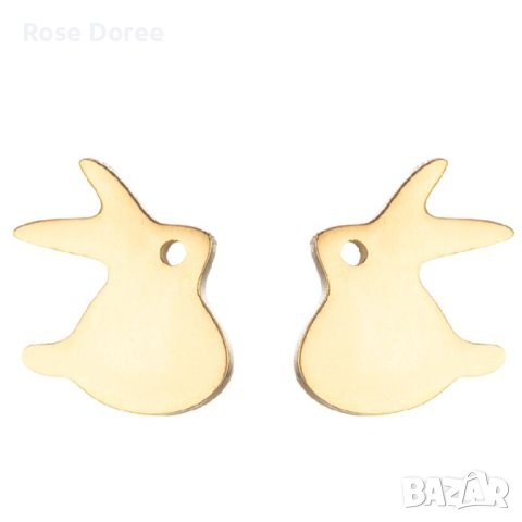 RD 443 Пухкаво Зайче в златисто заек зайче медицинска стомана безплатна доставка подарък, снимка 1