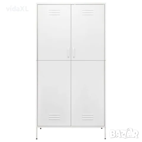 vidaXL Гардероб, бял, 90x50x180 см, стомана, снимка 3 - Гардероби - 56147066