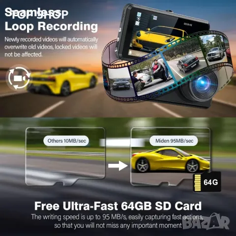Видео регистратор/ Даш камера Full HD WDR S7 с задна камера и карта 64G SD, снимка 3 - Аксесоари и консумативи - 48788237