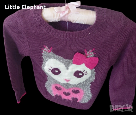 Пуловерче за момиченце на 18-24 мес,бухалче с панделка,колекция"Animals",Англия/ново