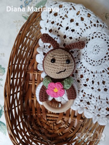 Плетени бебешки дрънкалки, гризалки, чесалки, детска играчка, подарък за бебе, снимка 2 - Дрънкалки и чесалки - 41223982