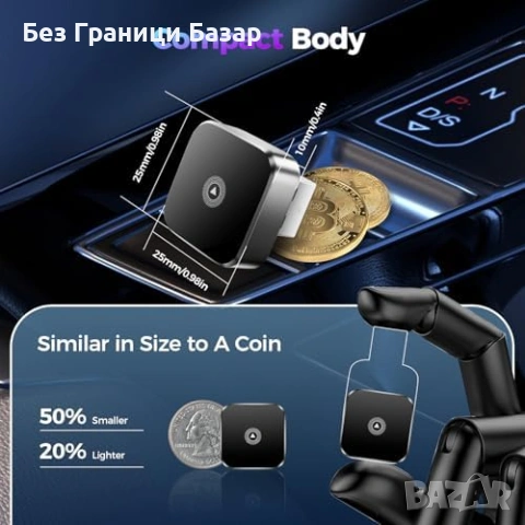 Нов Компактен безжичен CarPlay адаптер Type-C/USB iOS10+ Android10+, снимка 4 - Друга електроника - 53693412
