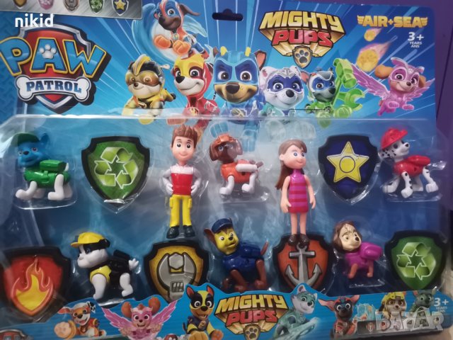6 кучета 2 човечета и значки Пес Патрул Paw Pes Patrol Райдър пластмасови играчки фигурки кученца