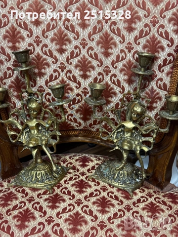 два стари бронзови свещника тройки