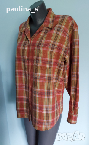 Лен и памук / Дамска маркова риза "casual connection" / голям размер 