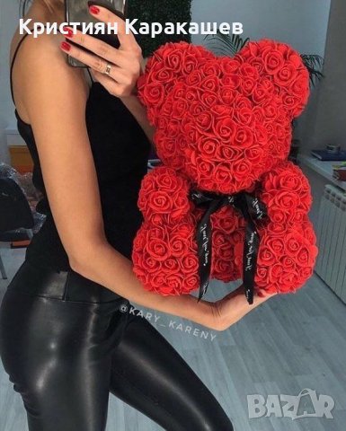 Мече от рози 25 или 40 см с подаръчна кутия, снимка 4 - Декорация за дома - 44217090