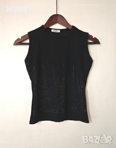 Нов черен парти топ блестящ XS размер