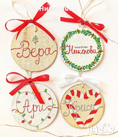 КОЛЕДНИ ИГРАЧКИ РЪЧНО РИСУВАНИ , снимка 2 - Коледни подаръци - 52166959