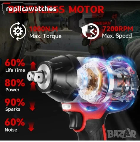 ударен гайковерт 1800нм с две батерии, снимка 4 - Винтоверти - 50730378