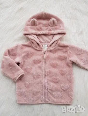 Бебешки пухен суичър H&M 6-9 месеца, снимка 3 - Жилетки и елечета за бебе - 49655289