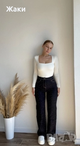 Дамски дънки с камъни, снимка 3 - Дънки - 52463559