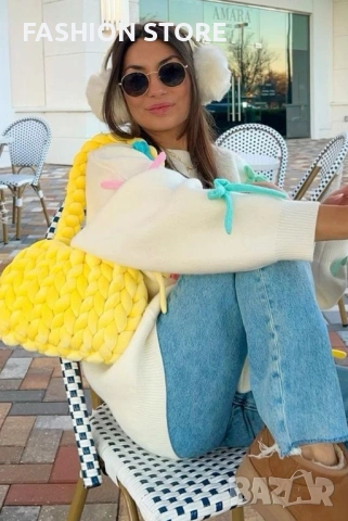 Дамски пуловер с панделки, снимка 11 - Блузи с дълъг ръкав и пуловери - 53060535