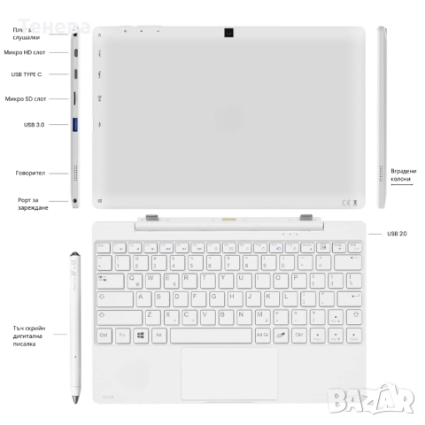 ЧетириЯдрен 2v1 Лаптоп-таблет Oliver Book, снимка 3 - Лаптопи за работа - 52539245