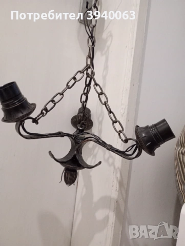 Стар полюлей от ковано желязо троен , снимка 7 - Антикварни и старинни предмети - 50646181