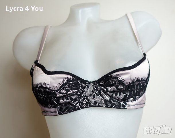 70В светло розов разкриващ сутиен с черна дантела